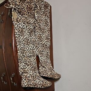 Brown and Black Over the Knee Slouched Boots